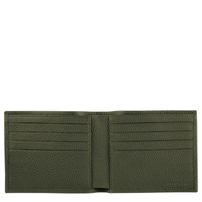 Le Foulonné Wallet , Khaki - Leather