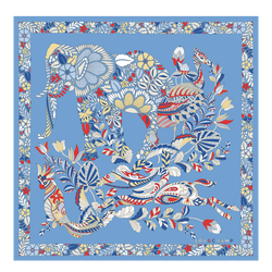 Longchamp森林 丝巾 50 , 天空蓝 - 真丝