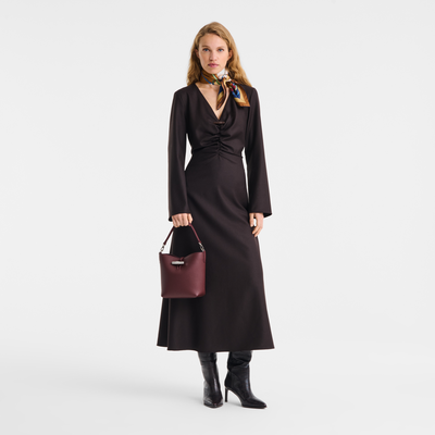 Le Roseau XS Bucket bag , Burgundy - Leather