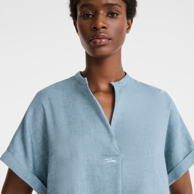 衬衫 , 蓝灰色 - 亚麻  - 查看 4 5