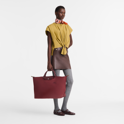 Le Pliage Green L 旅行包 , 石榴色 - 再生帆布