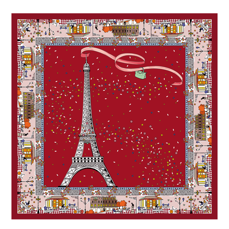 Le Pliage 在巴黎 丝巾 , 鲜红色 - 真丝  - 查看 1 2