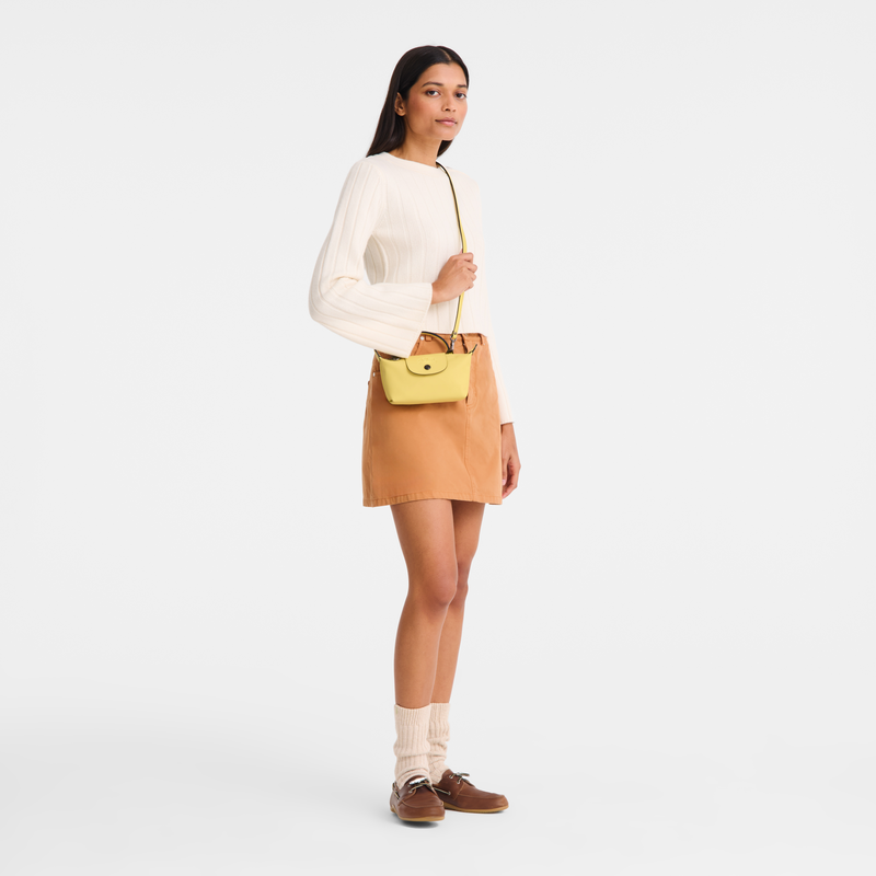 Le Pliage Xtra XS Pouch , Lime - Leather  - View 2 of  7