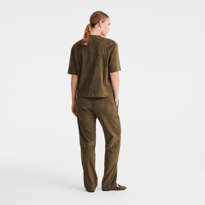 null Short leather top, Khaki