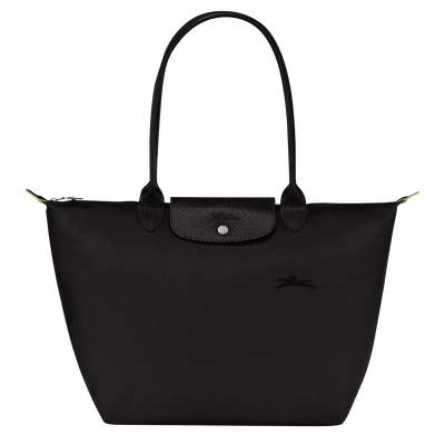Le Pliage Green L Tote bag , Black - Recycled canvas