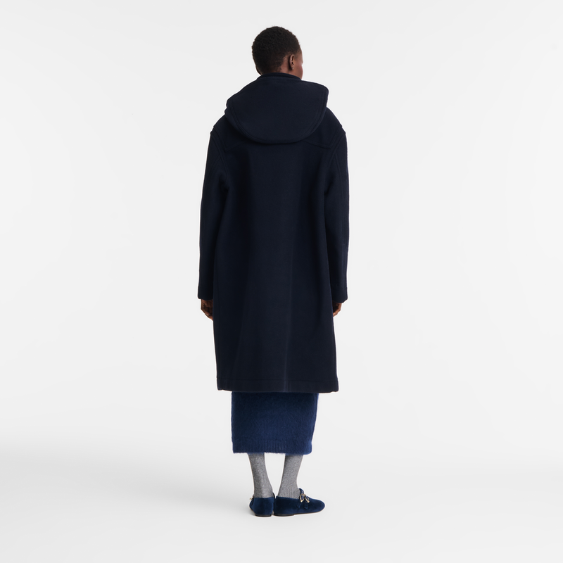 Duffle Coat , Navy - Double-faced wool cloth  - View 2 of  4