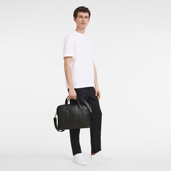 Le Foulonné XS Briefcase , Black - Leather