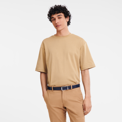 Delta Box Men's belt , Black/Navy - Leather