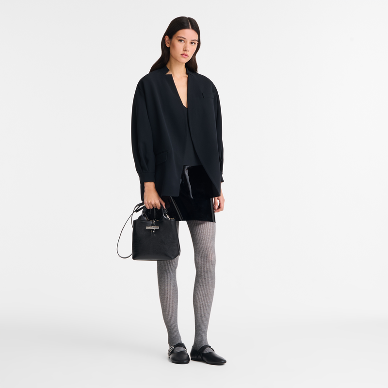 Le Roseau S Handbag , Black - Leather  - View 2 of  3