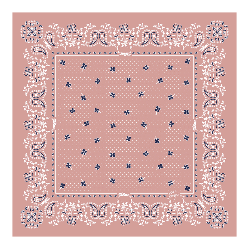 French Bandana Silk scarf 50 , Pink Tea - Silk  - View 1 of  3