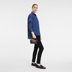 Le Pliage Original Pouch with handle , Navy - Recycled canvas