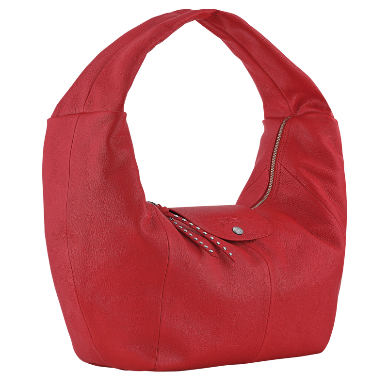 Le Pliage Xtra L Hobo 袋 , 红色 - 皮革  - 查看 3 4
