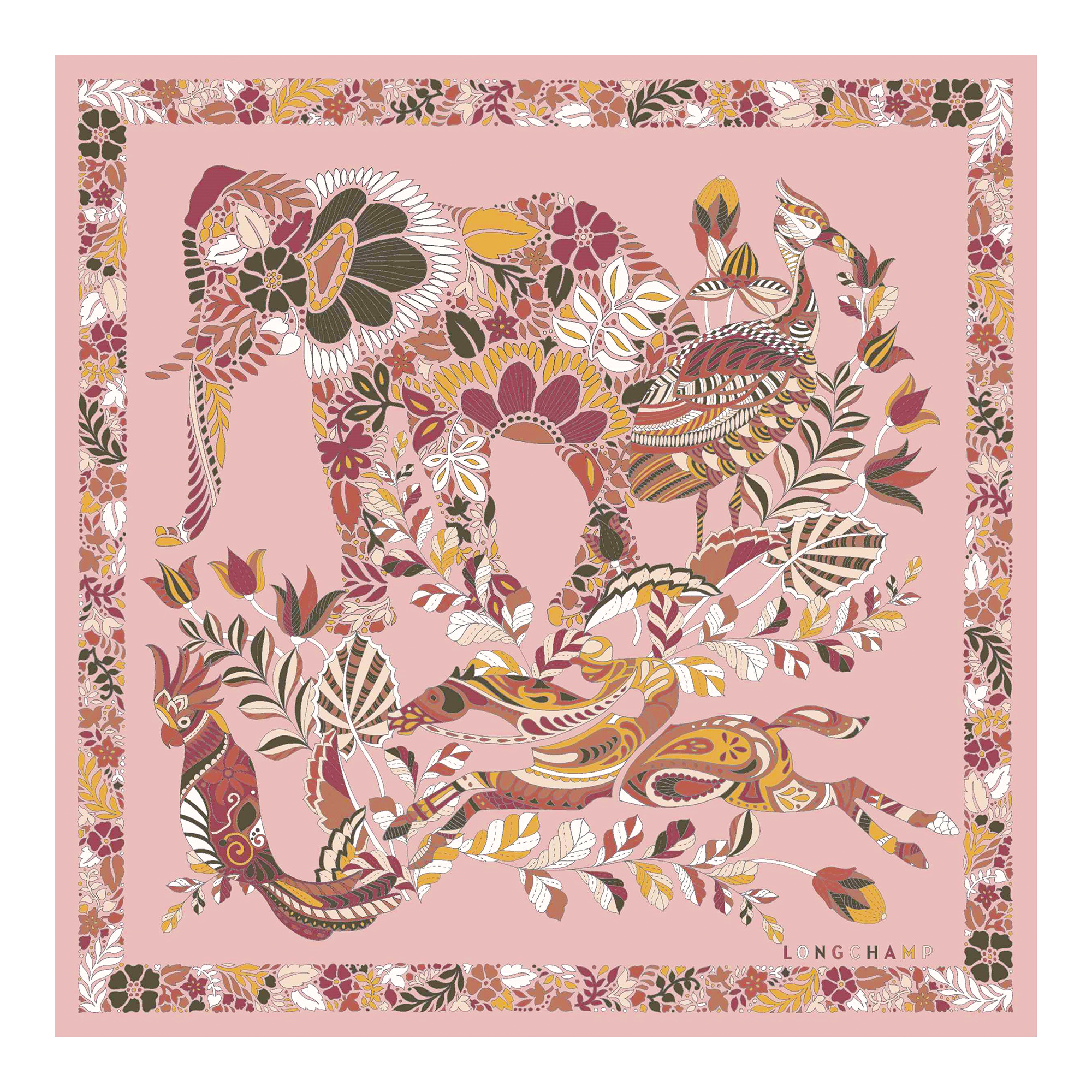 For&ecirc;t Longchamp Silk scarf 50, Pink Tea