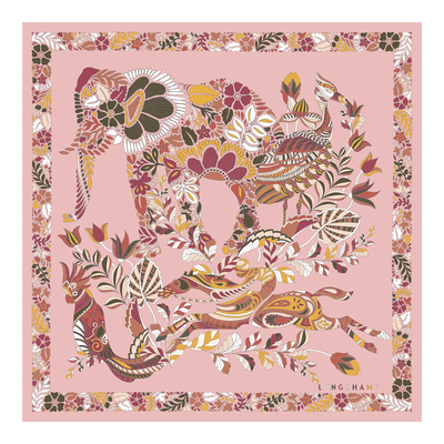 For&ecirc;t Longchamp Silk scarf 50 , Pink Tea - Silk