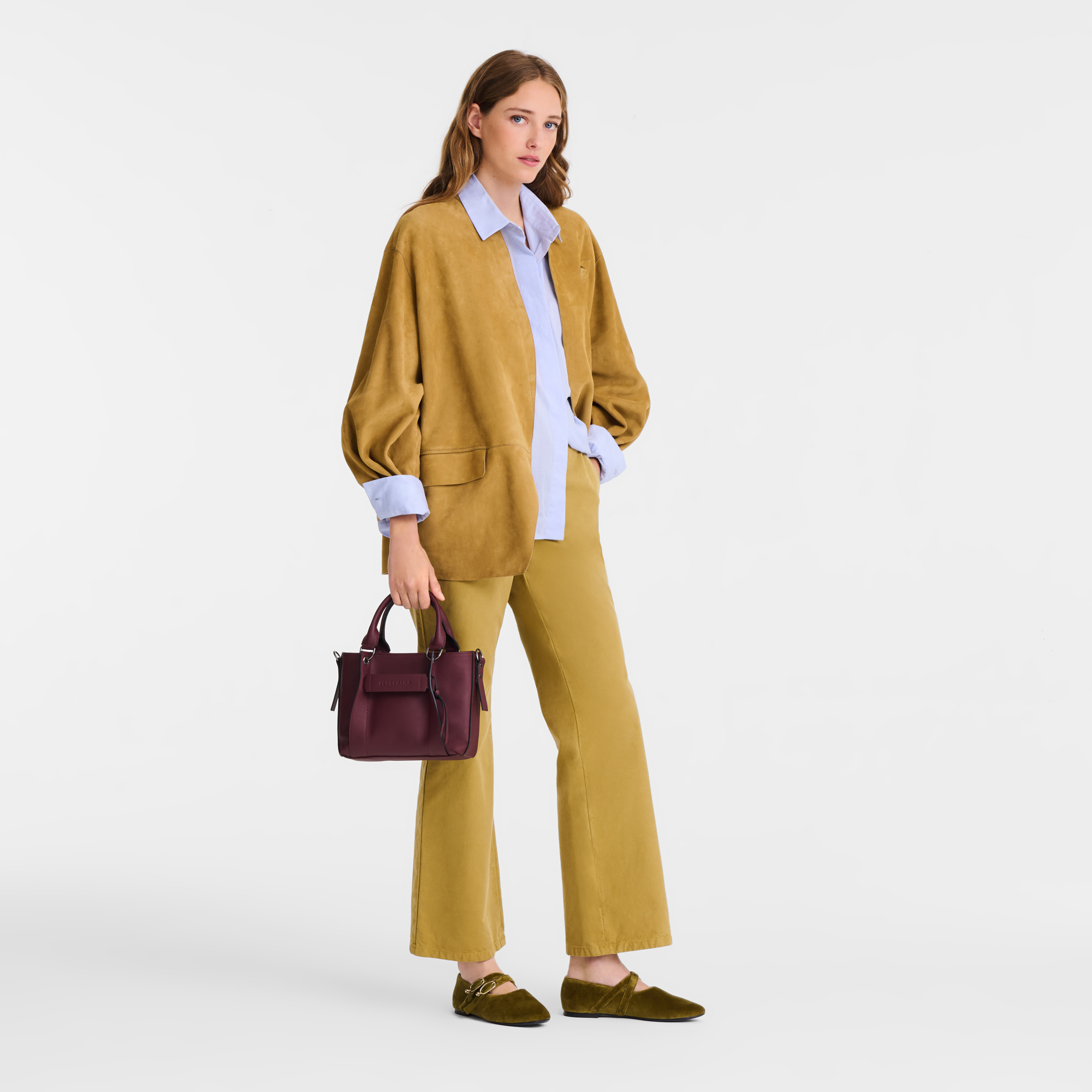 Longchamp 3D 手提包 S, 勃艮第色