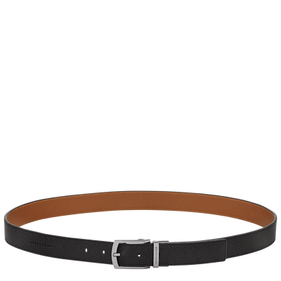 Le Foulonné Men's belt , Black/Caramel - Leather