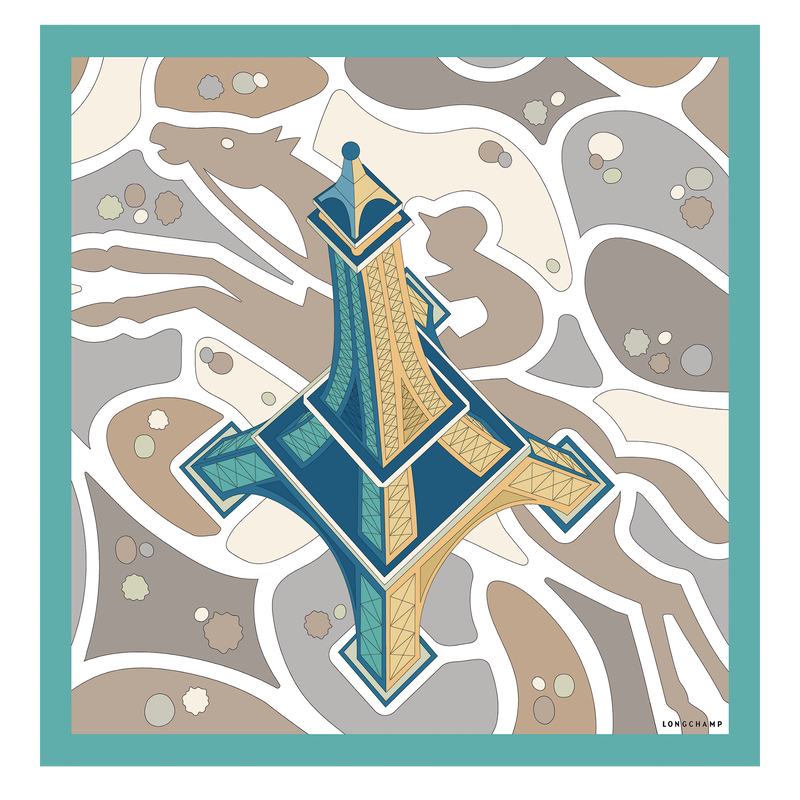 马术之塔 丝巾 70 , 薄荷绿 - 真丝  - 查看 1 2