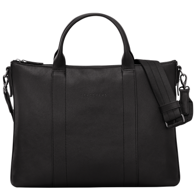 Longchamp 3D Briefcase , Black - Leather