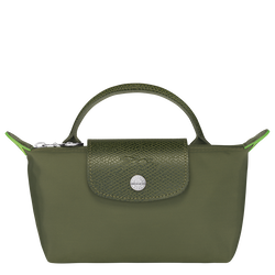 Le Pliage Green Pouch with handle , Forest - Recycled canvas