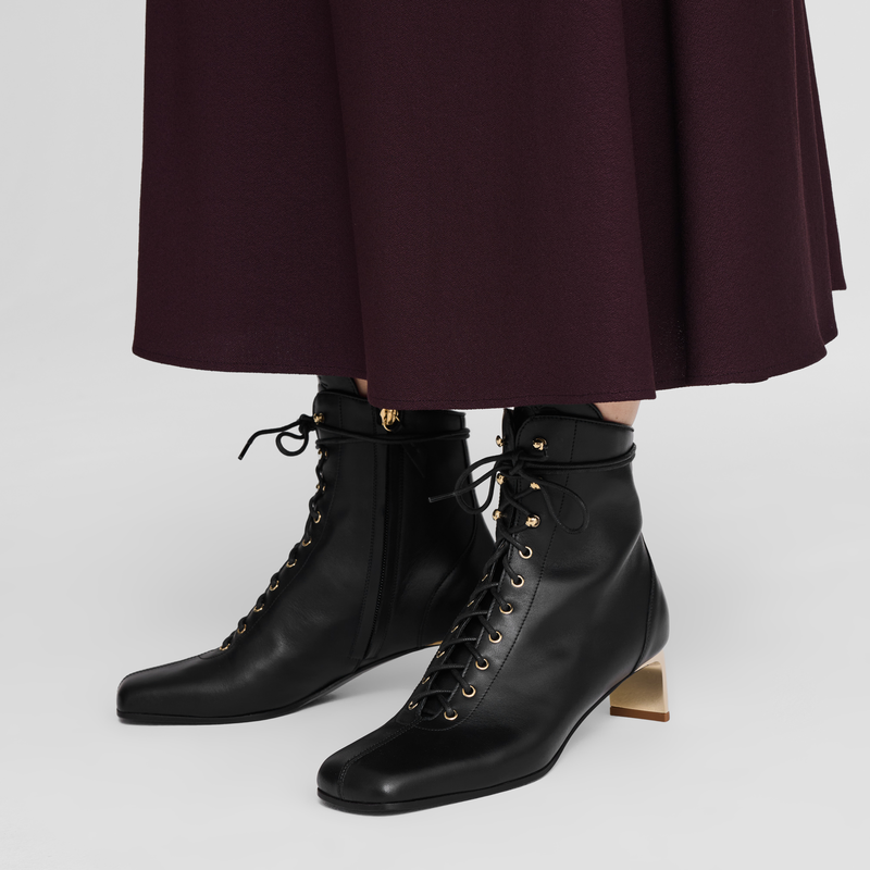 La Patineuse 高跟低筒靴 , 黑色 - 皮革  - 查看 4 4