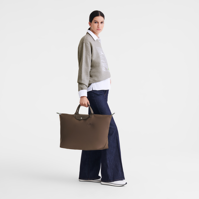 Le Pliage Green L 旅行包 , 泥土色 - 再生帆布