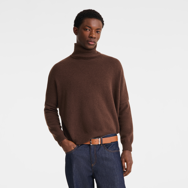Le Foulonn&eacute; Men's belt , Caramel/Black - Leather  - View 2 of  4