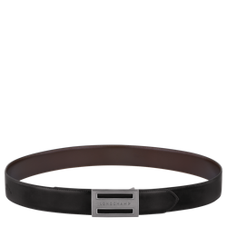 Delta Box Men's belt , Black/Mocha - Leather