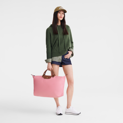 Le Pliage Original L 旅行包 , 棉花糖粉 - 再生帆布