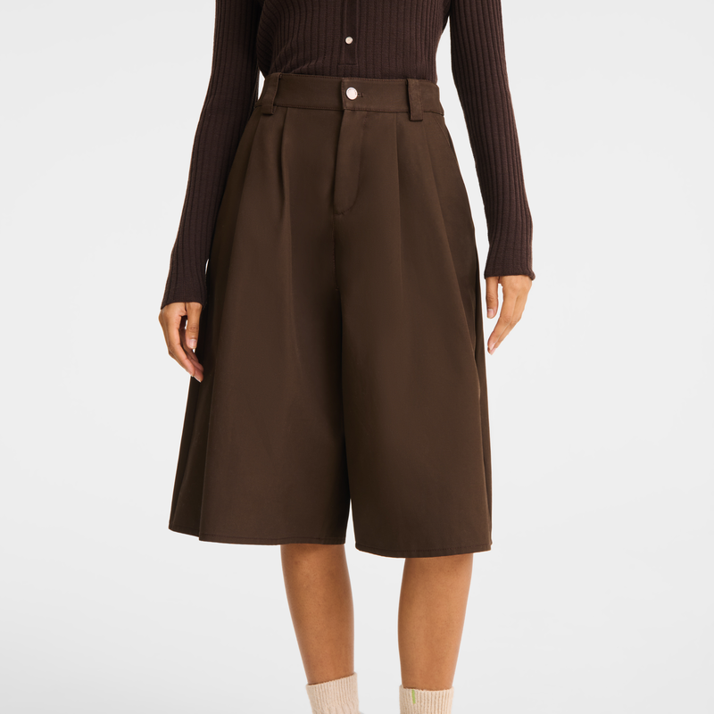 Shorts , Mocha - Double-face gabardine  - View 2 of  4