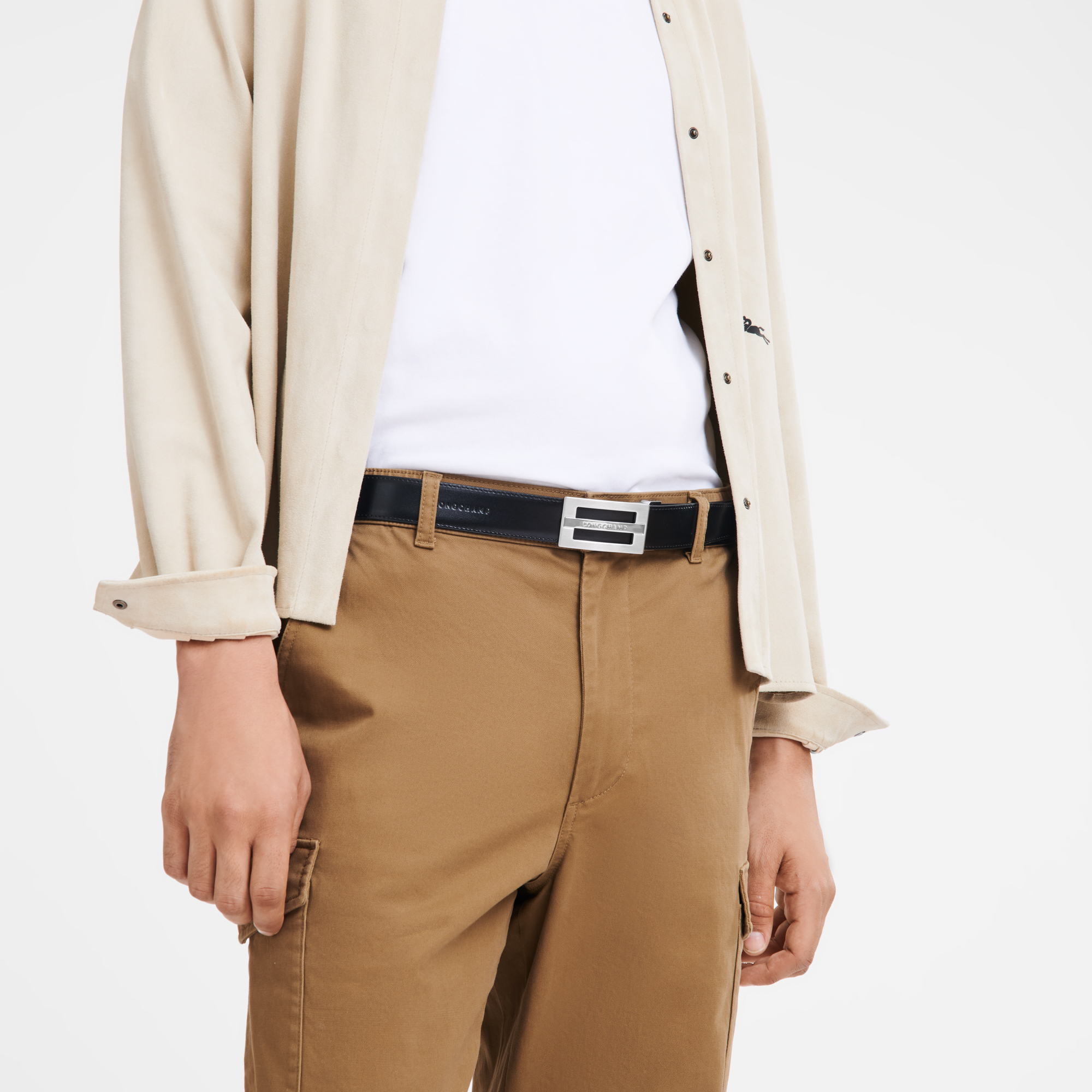 Delta Box Men's belt, Black/Mocha