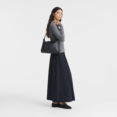 Le Pliage Xtra M Hobo 袋 , 黑色 - 皮革