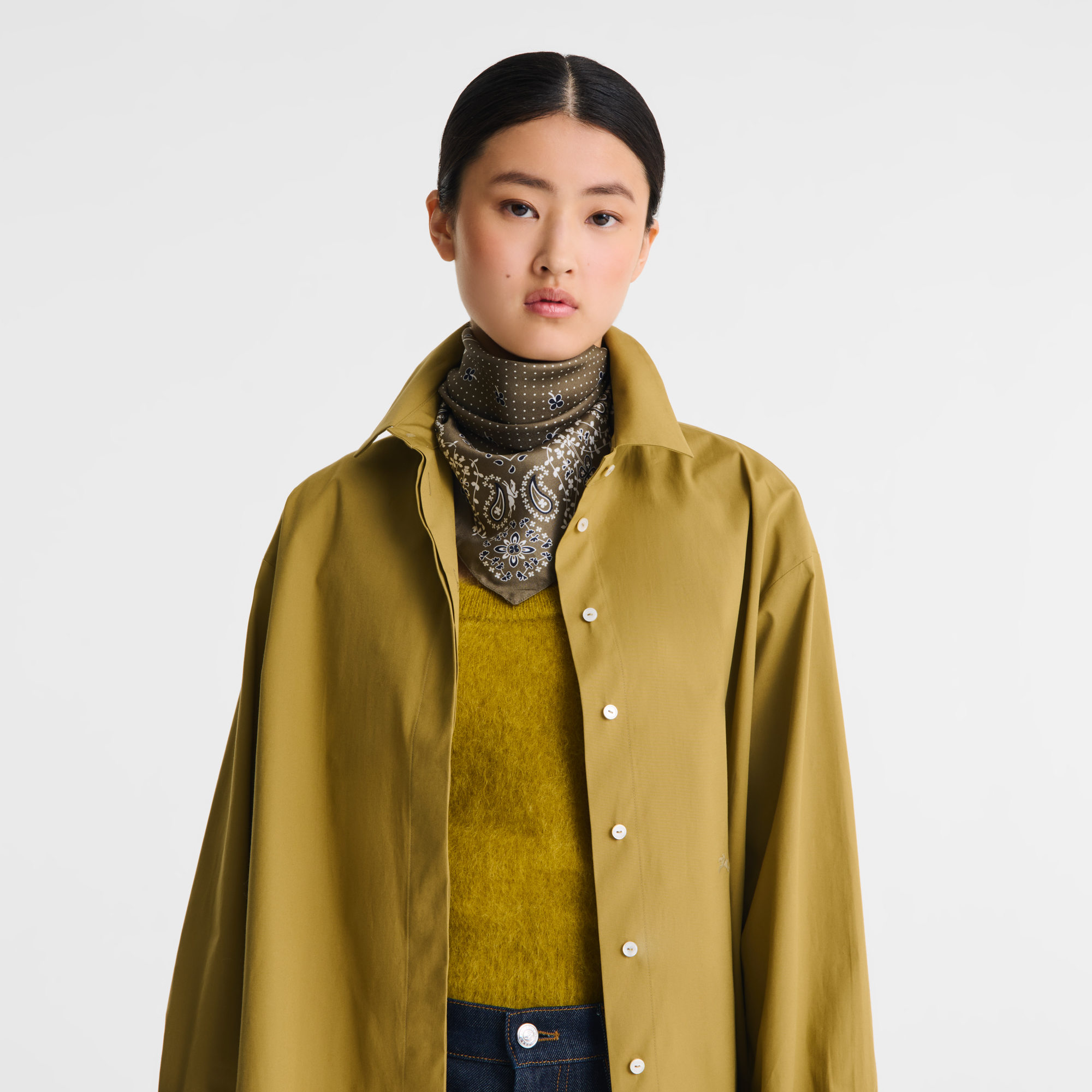 丝巾 50, 洋蓟绿 - 查看 2
        2 - 放大 法式头巾 丝巾 50, 洋蓟绿