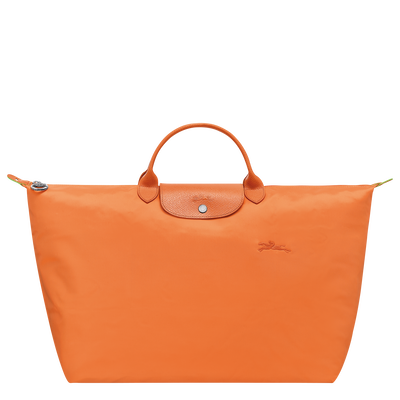 Le Pliage Green L Travel bag , Orange - Recycled canvas