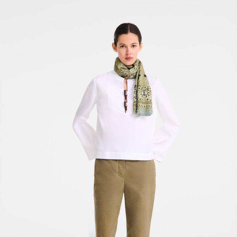 French Bandana Stole , Wave/Almond Green - Wool blend  - View 1 of  1