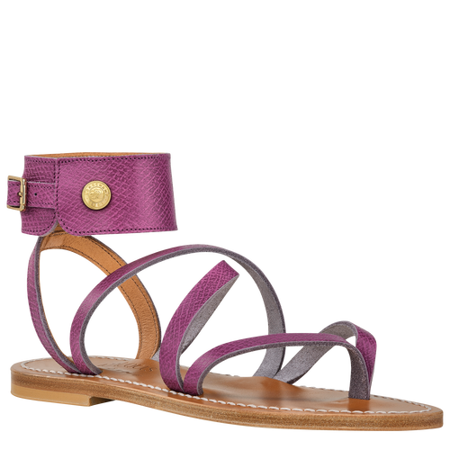 Longchamp x K.Jacques 凉鞋 , 紫色 - 皮革 - 查看 3 4