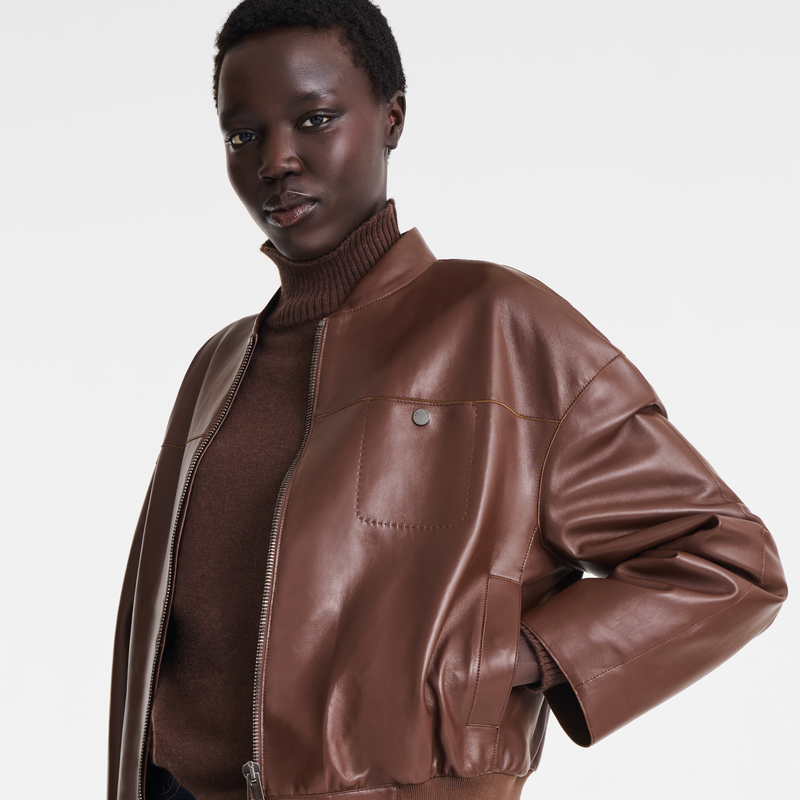 夹克 , 咖啡棕 - 皮革  - 查看 5 5