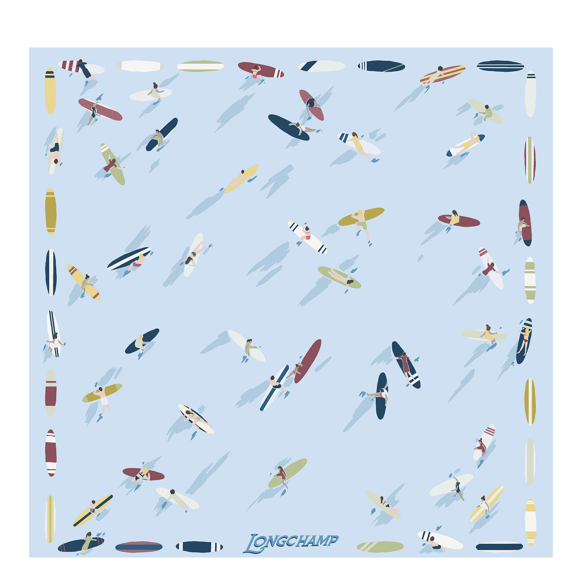 En Attendant la Vague（待浪而至） 丝巾 50, 天空蓝