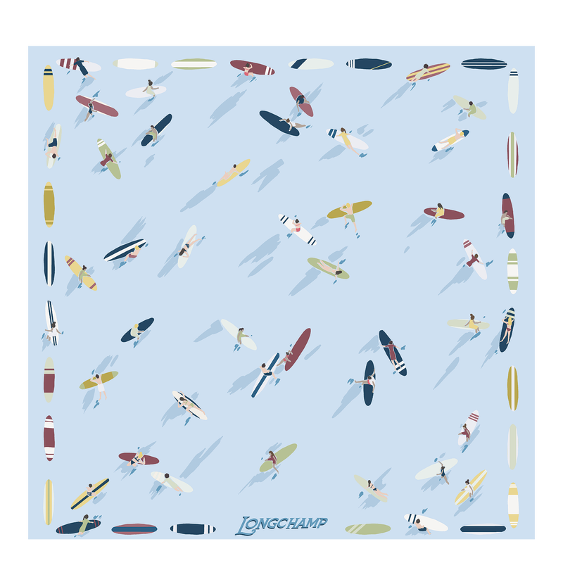 En Attendant la Vague（待浪而至） 丝巾 50 , 天空蓝 - 真丝  - 查看 1 2