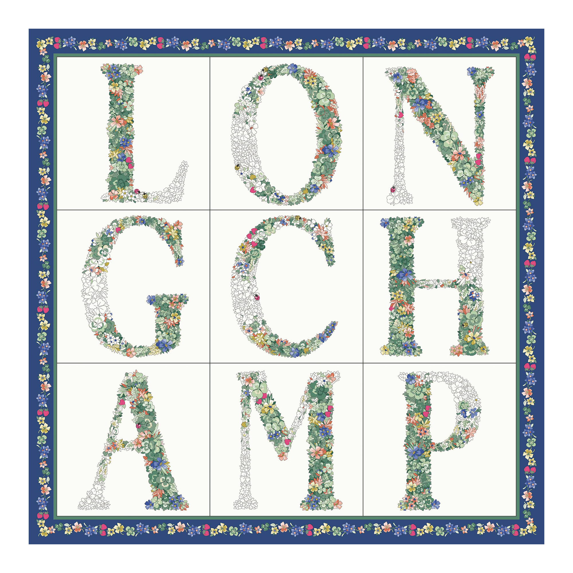 丝巾 50, 海军蓝色 - 查看 1
2 - 放大 Longchamp 花园 丝巾 50, 海军蓝色