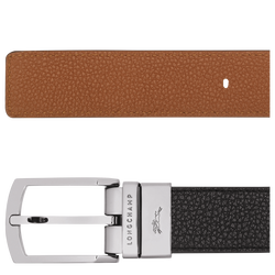 Le Foulonné Men's belt , Black/Caramel - Leather