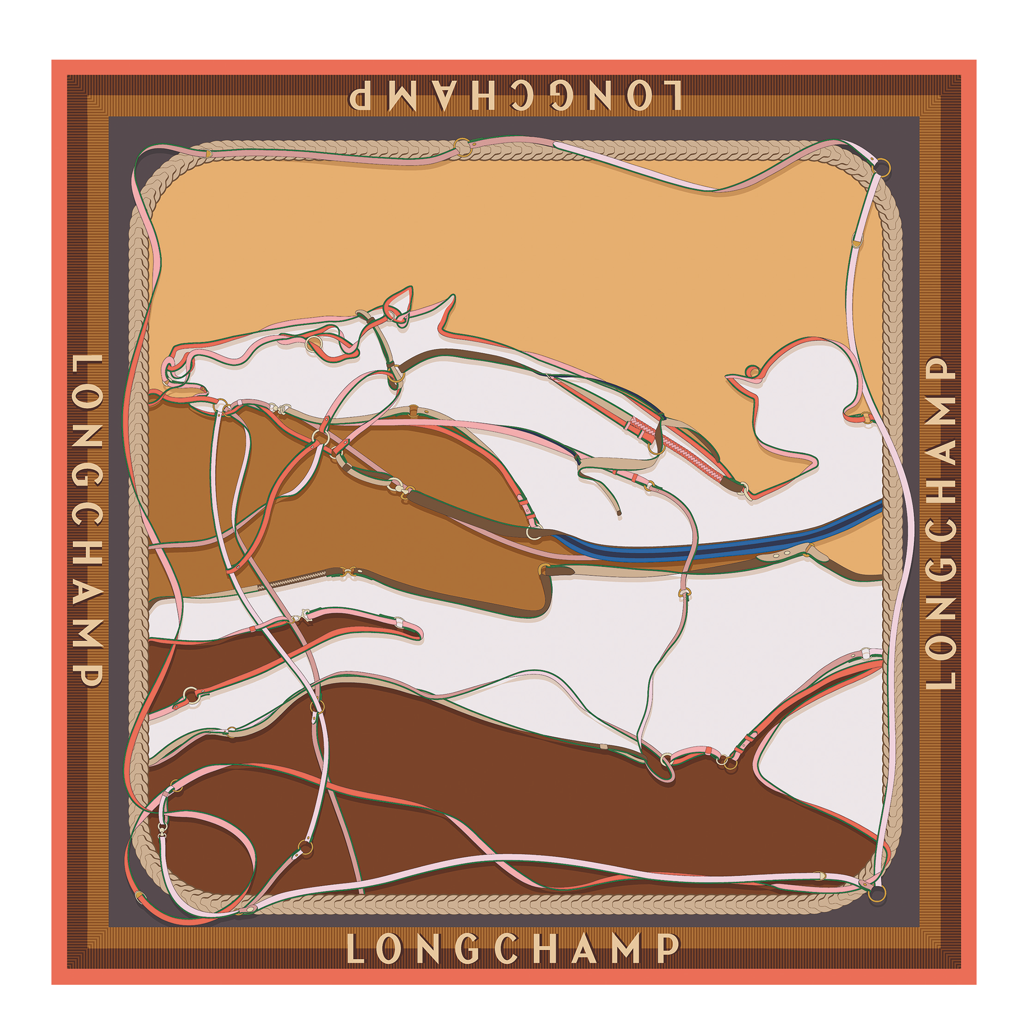 A Toute Allure Silk scarf 90, Cognac