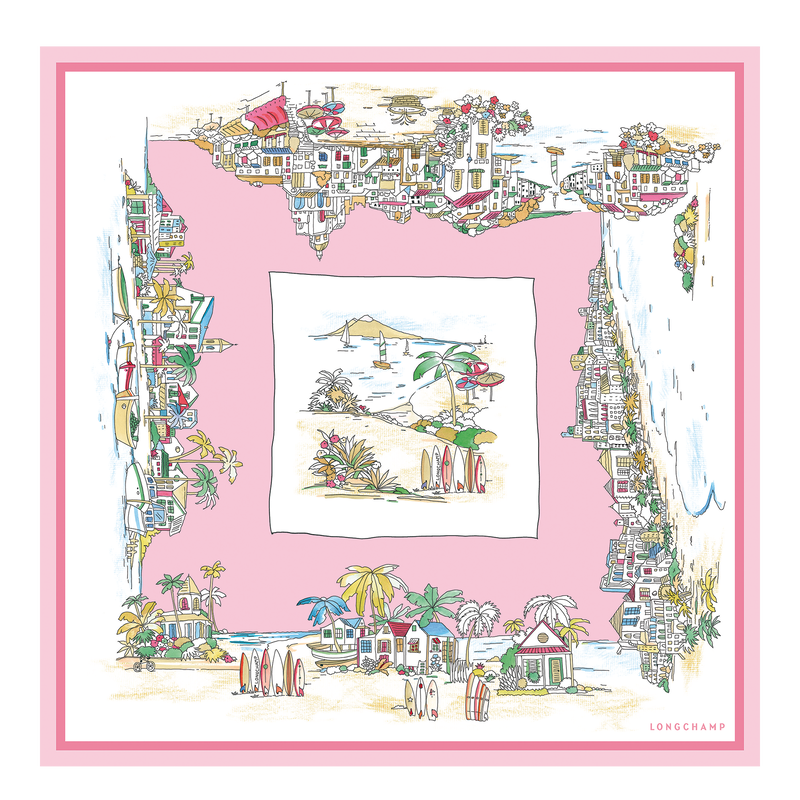 Vivement l'Et&eacute;（盛夏可期） 丝巾 70 , 芭蕾粉 - 真丝  - 查看 1 2