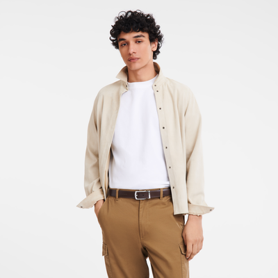 Delta Box Men's belt , Black/Mocha - Leather