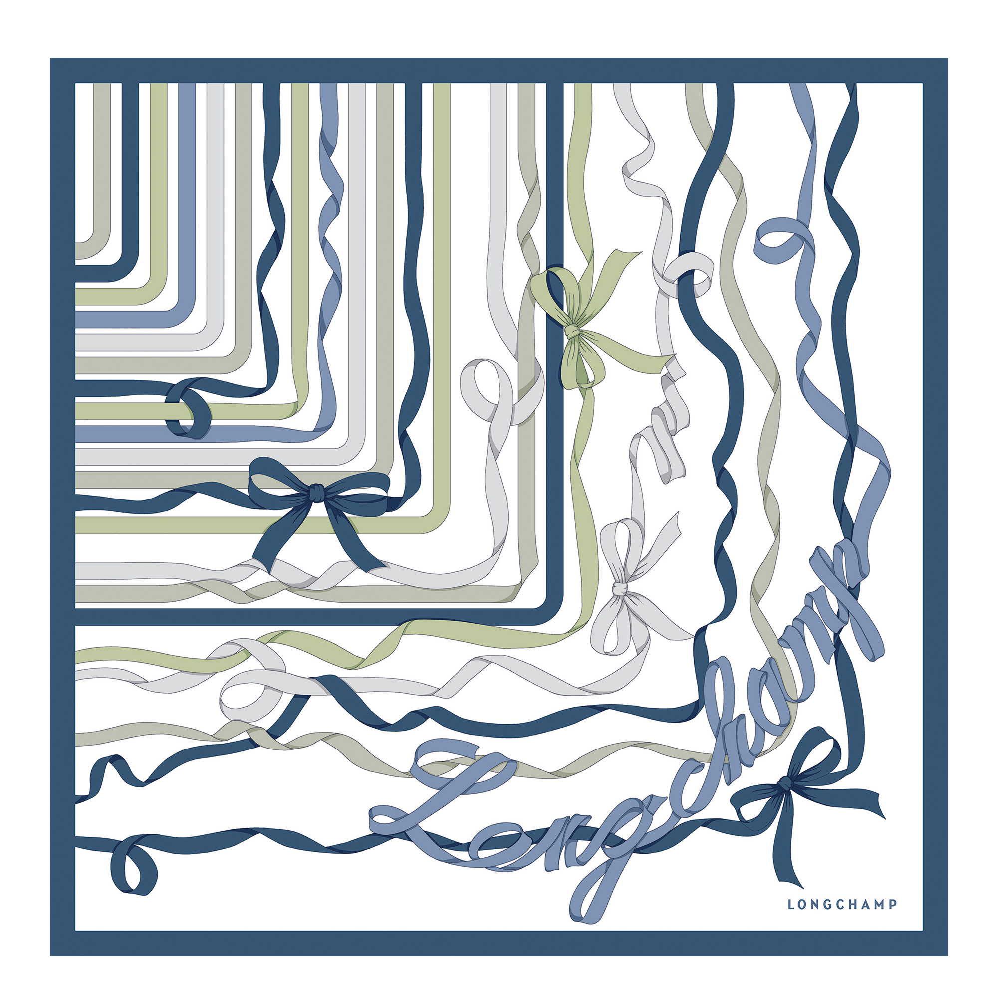 Rubans Longchamp 丝巾 50, 蓝灰色