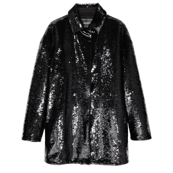 Coat , Black - Sequin
