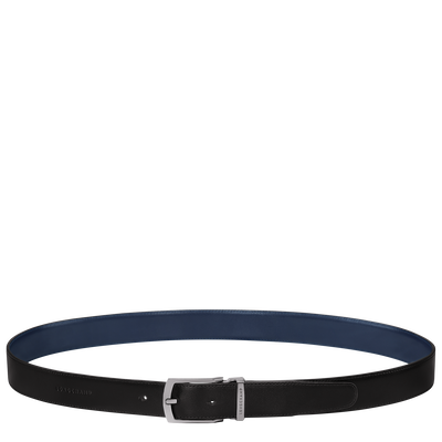 Delta Box Men's belt , Black/Navy - Leather