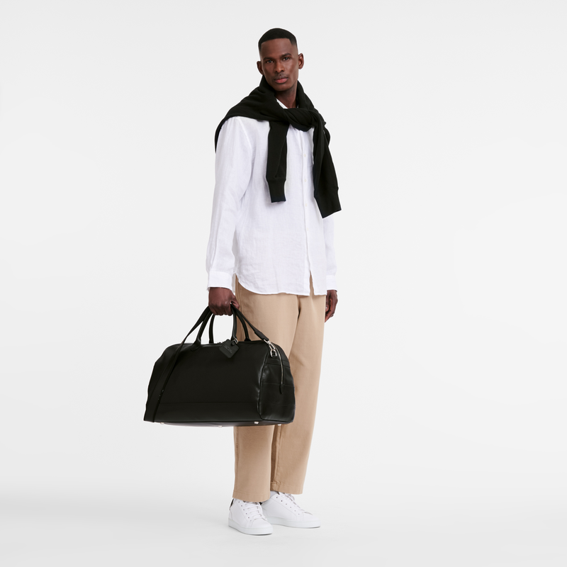 Le Foulonn&eacute; L Travel bag , Black - Leather  - View 2 of  4