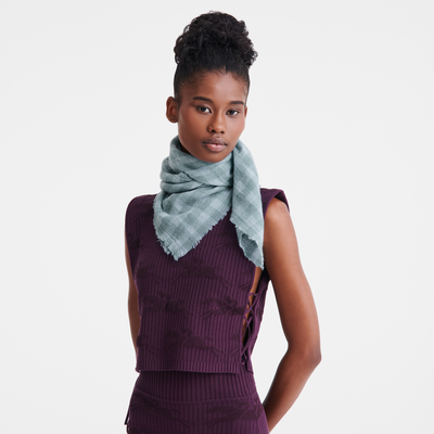 Summer Gingham Stole , Vervain - Cashmere