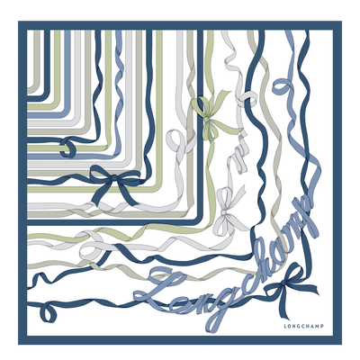 Rubans Longchamp 丝巾 50 , 蓝灰色 - 真丝