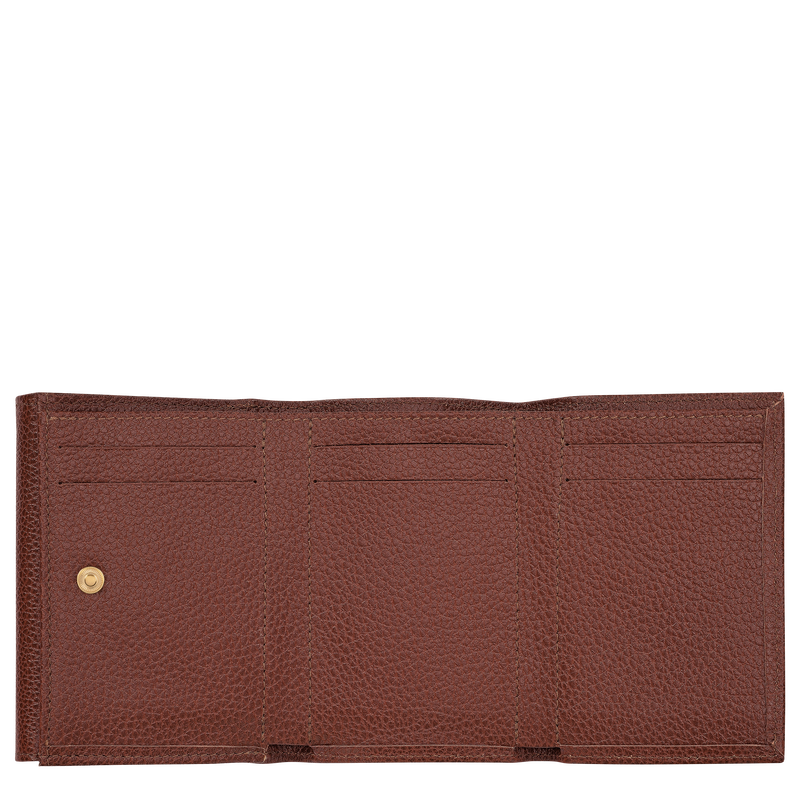 Le Foulonn&eacute; Compact wallet , Coffee - Leather  - View 3 of  3